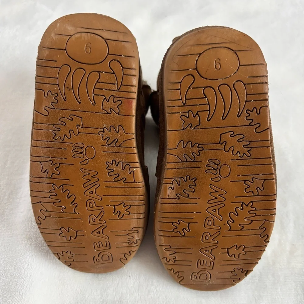 BearPaw Kids Winter Boots Brown Fur Suede Shoes Size T9